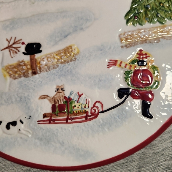 David Carter Brown Christmas Valley Children Sledding Snowmen Trivet 9.5" - Picture 3 of 7